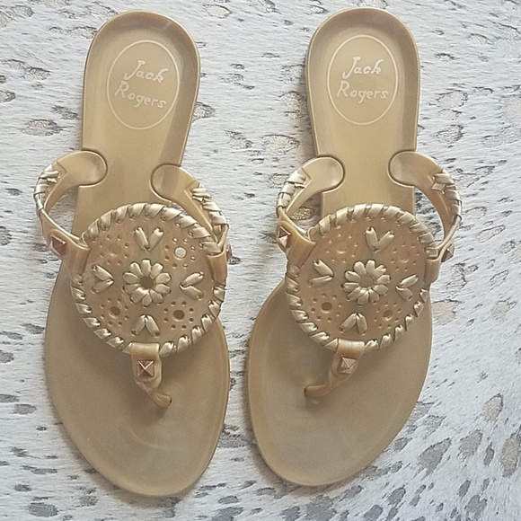 *SOLD* Jack Rogers Georgica Jelly Sandals Gold New - Picture 2 of 4